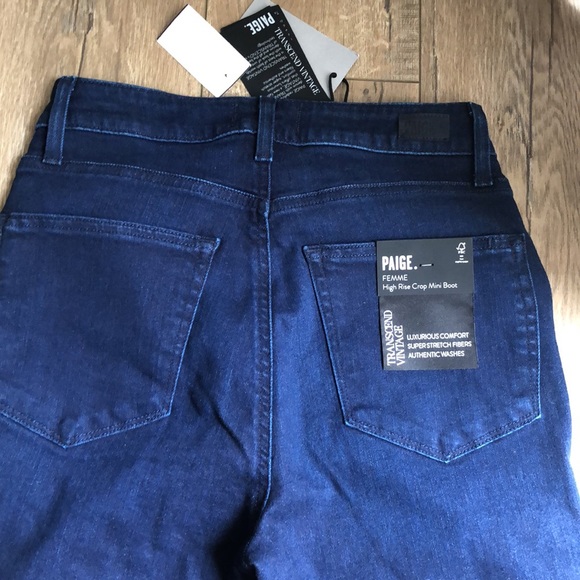 NWT Paige Femme High Rise Crop Mini Boot Jeans Size 28 Lumiere Color - Picture 8 of 9
